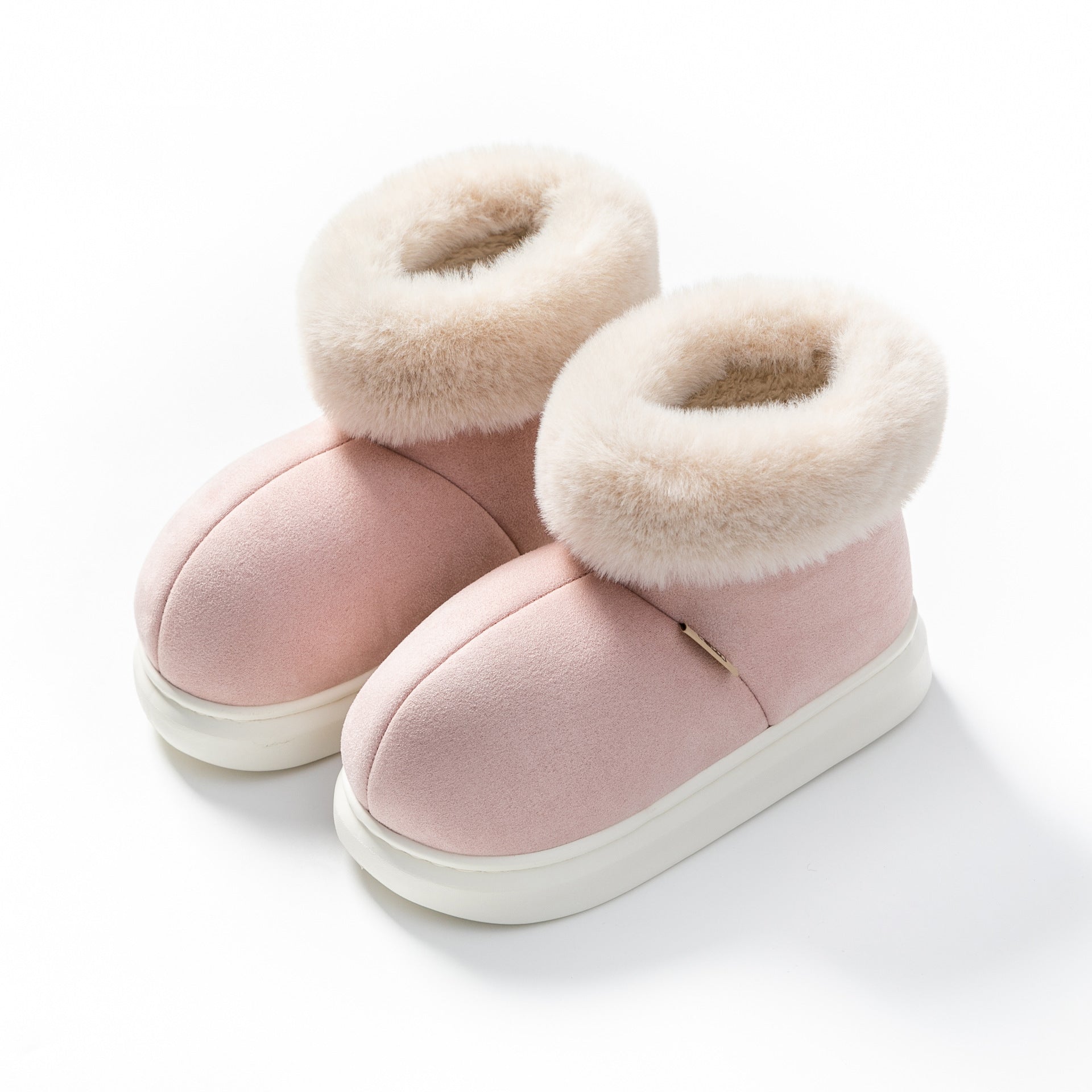 Thick-Soled Fleece Slippers For Women In Winter Plus Velvet Indoor Home Bag And Confinement Cotton Shoes 4