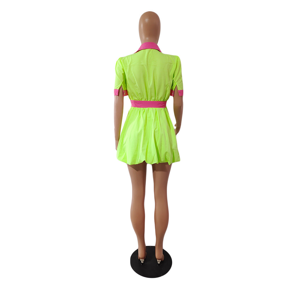 Women's Sexy Solid Color Shirt Dress 9