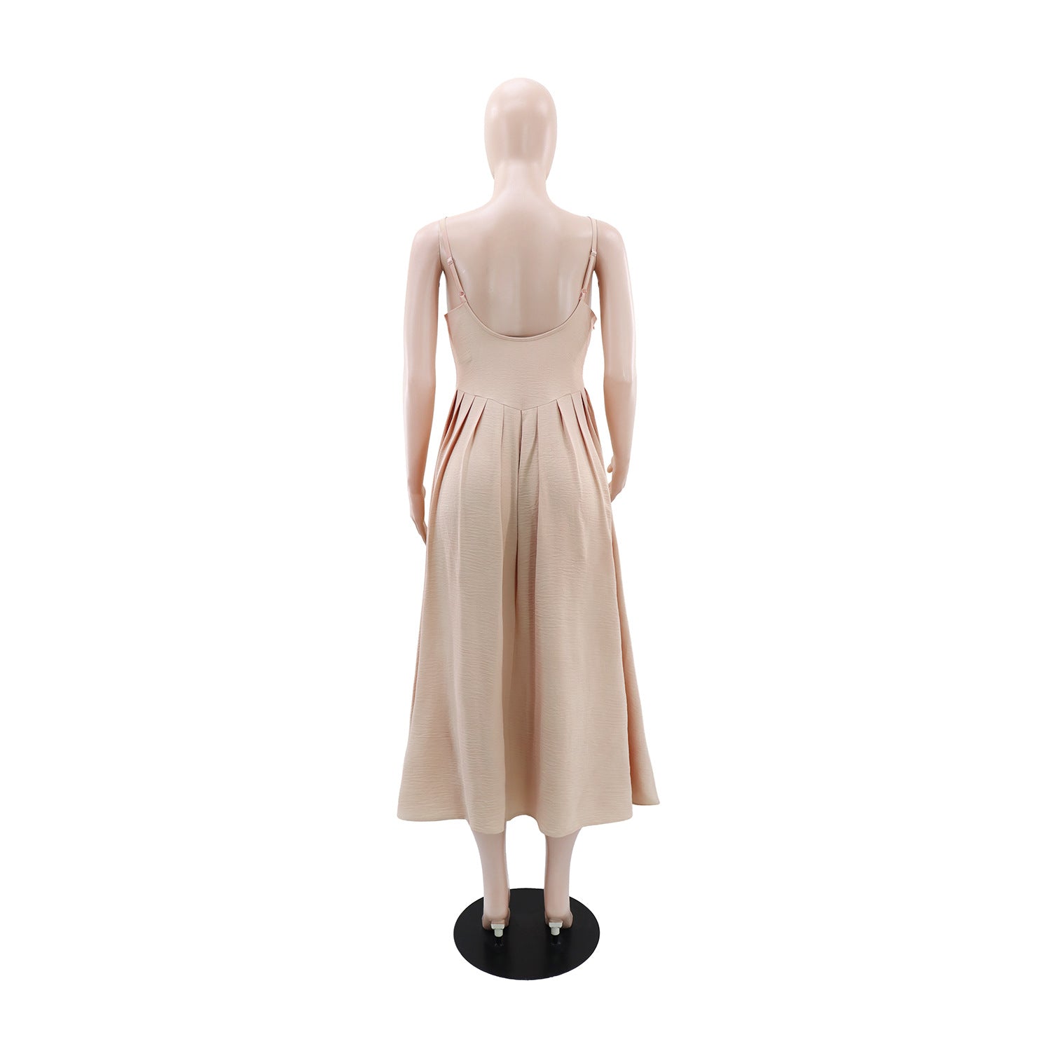 Women Solid Casual Strappy V-Neck Backless Dress 6