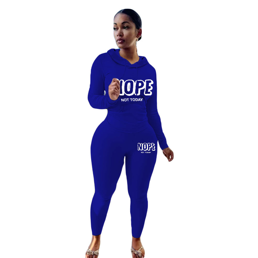 Plus Size Women's Sexy Fashion Printed Sports Two-Piece Pants Set 18