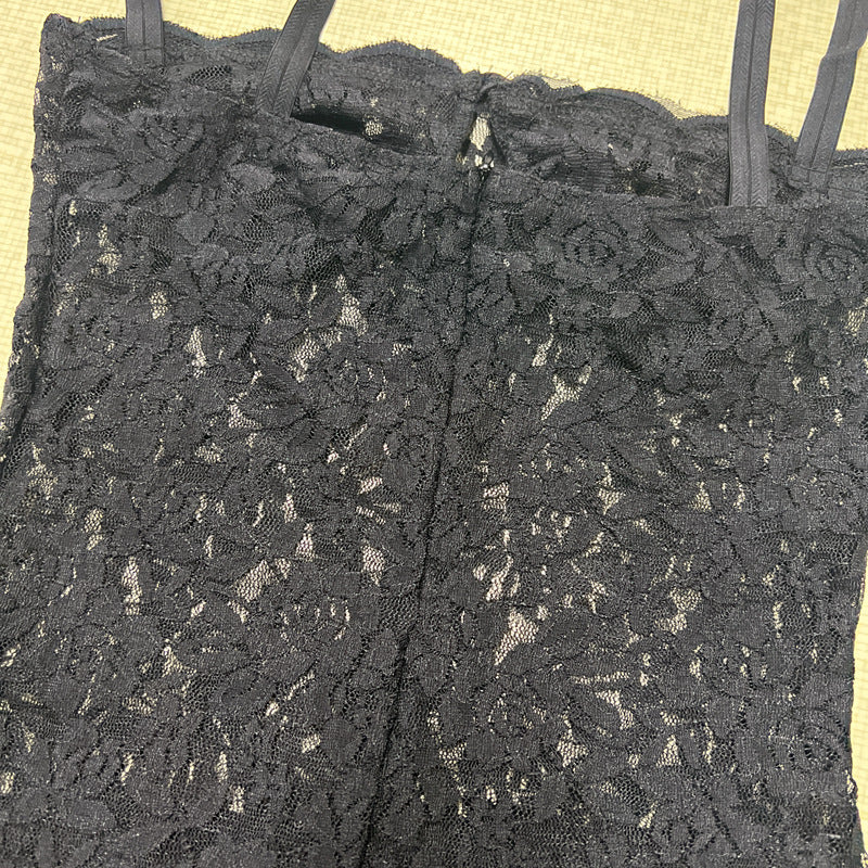 Summer Women's Fashion Strap Sexy See-Through Lace Slim Dress 15