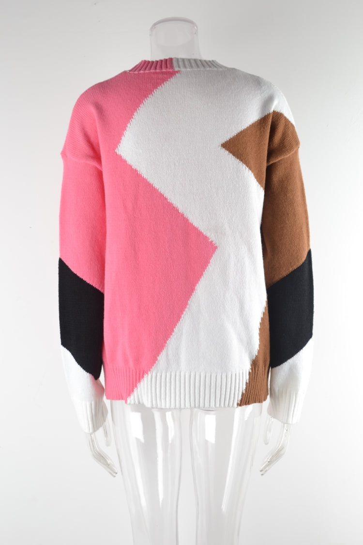 Winter Basic Diamond Pullover Sweater Long Sleeve Round Neck Hipster Plus Size Knitting Shirt 21