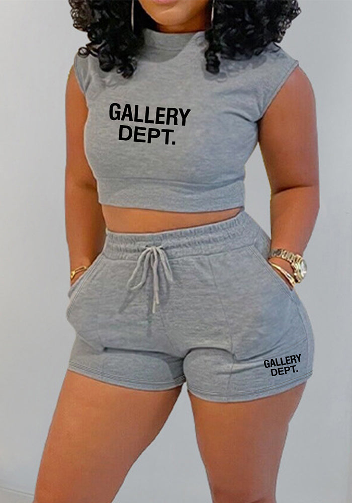 Women's Summer Ladies Solid Color T-Shirt Shorts Sports Casual Style Two Piece Set