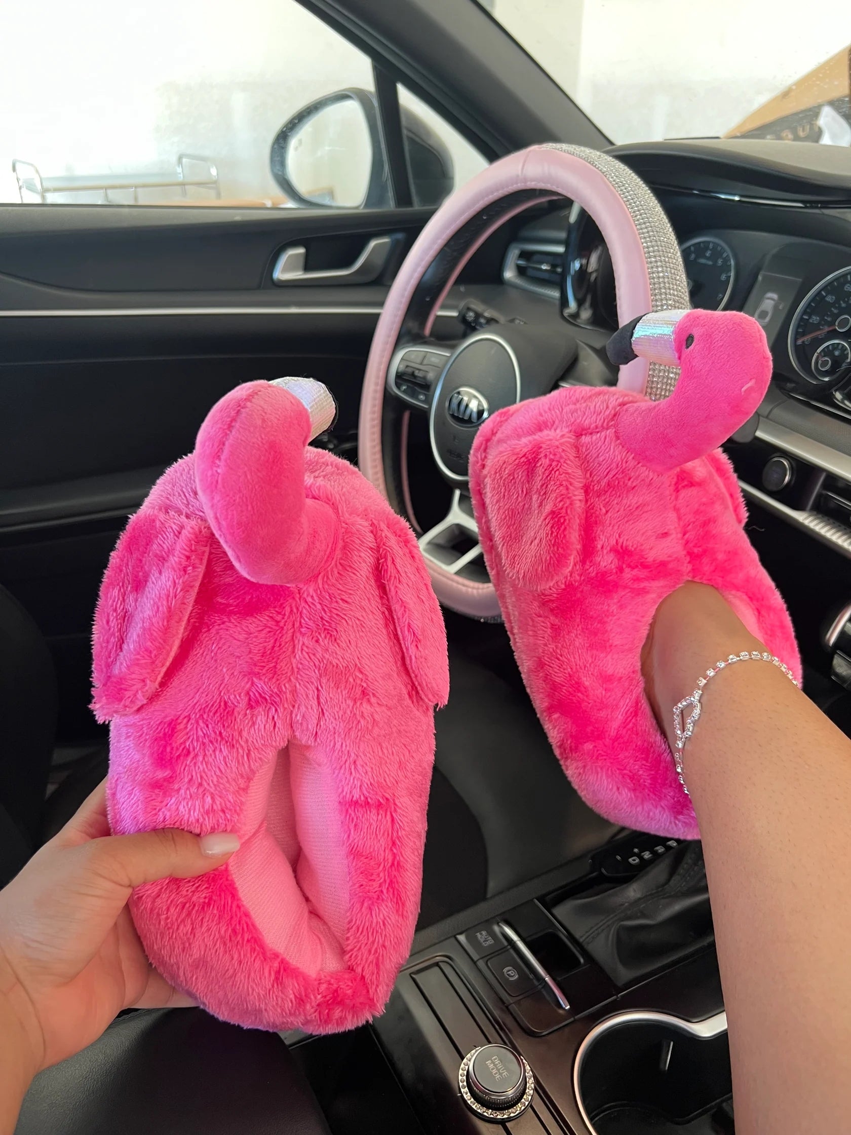 Flamingo Couple Cotton Shoes Home Warm Toe-Toe Fur Slippers 5