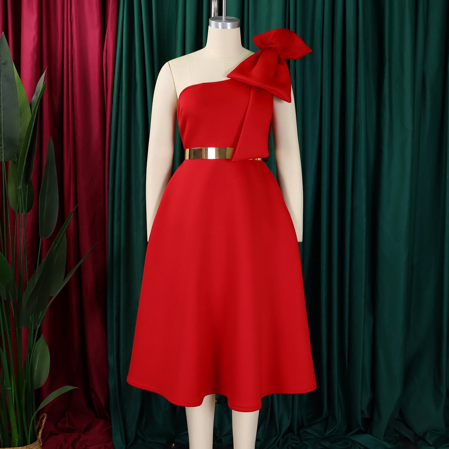 Fashion Women's Solid Color Sexy Formal Party African Dress 11