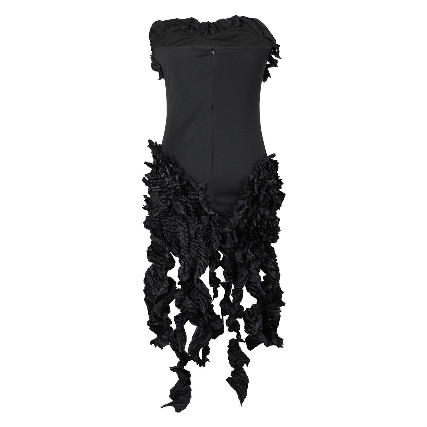 Women's Summer Sexy Strapless Ruffle Tassel Dress 27