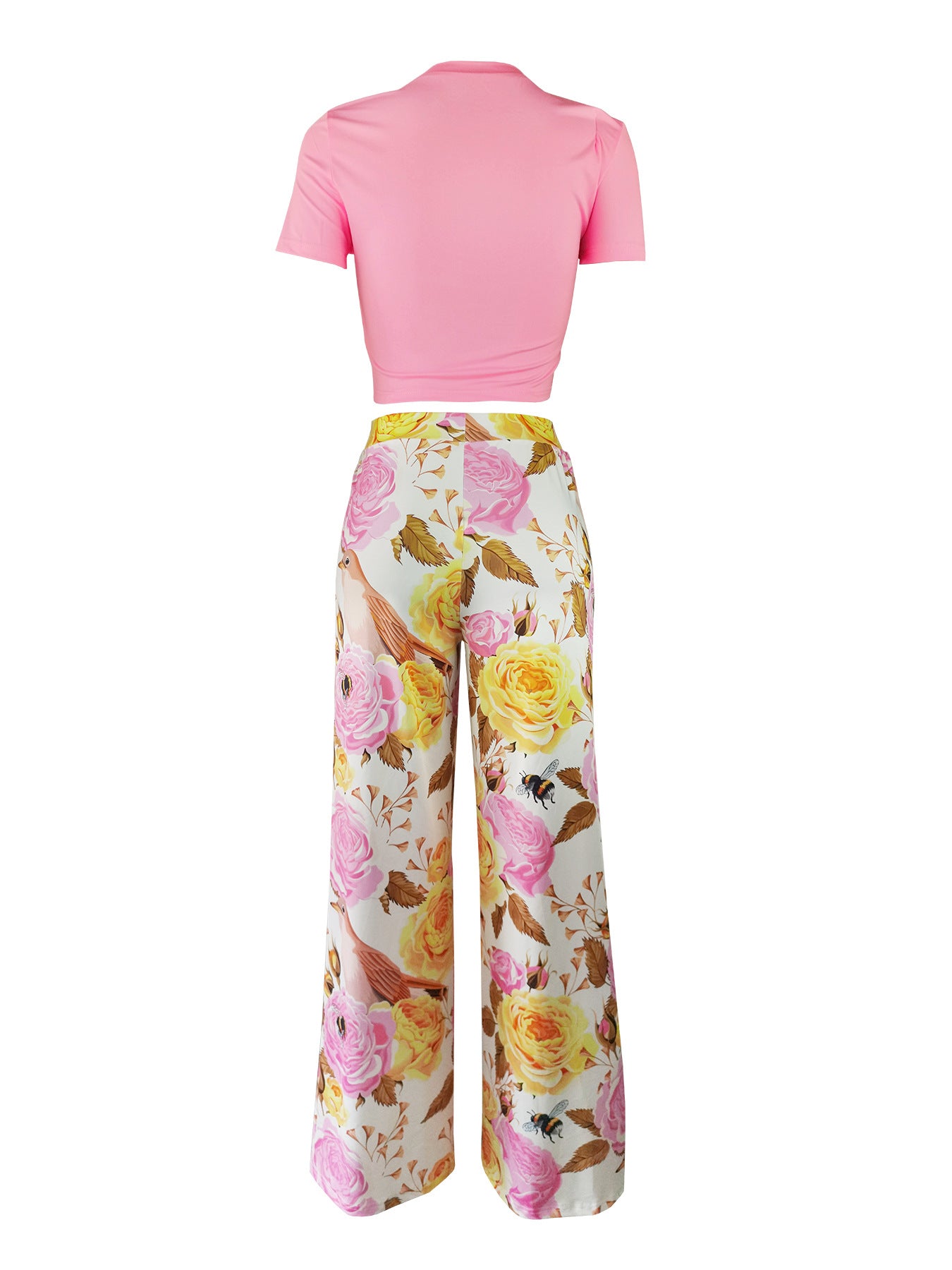 Women printed Casual short-sleeved T-shirt + wide-leg pants two-piece set 19