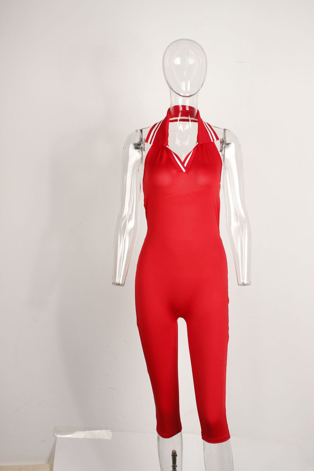 Women Summer Sexy Sleeveless Solid Backless Halter Neck Romper