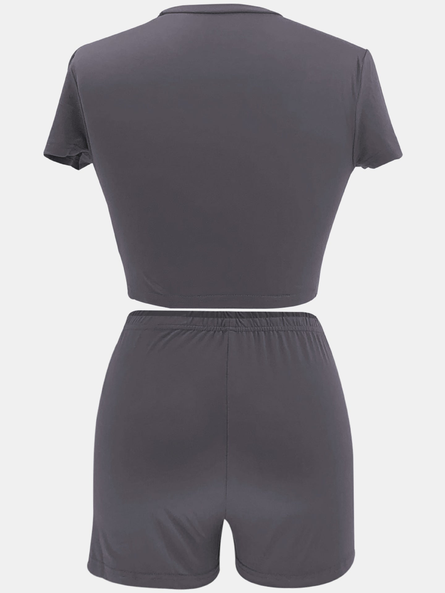 Women Summer Solid Crop Top Shorts Two-Piece Set 52