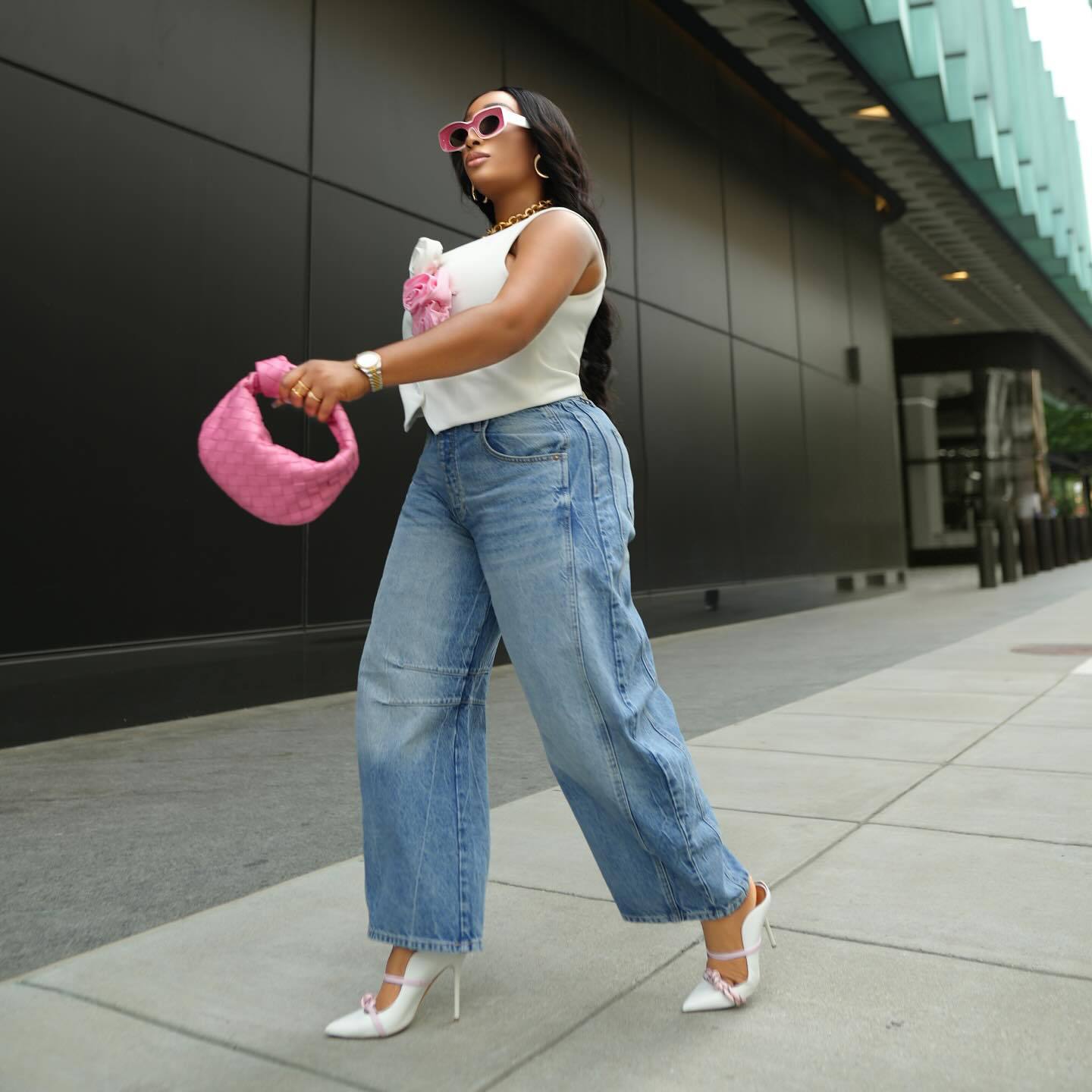 Women Summer Retro Denim Wide-leg Pants 5