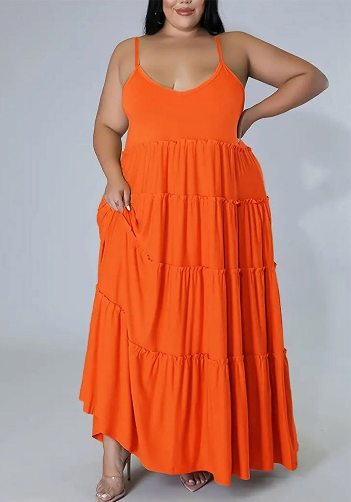 Plus Size Women Casual Summer Suspender Dress