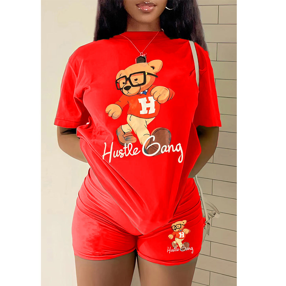 Standard size women's t-shirt shorts suit tracksuit two pieces 9