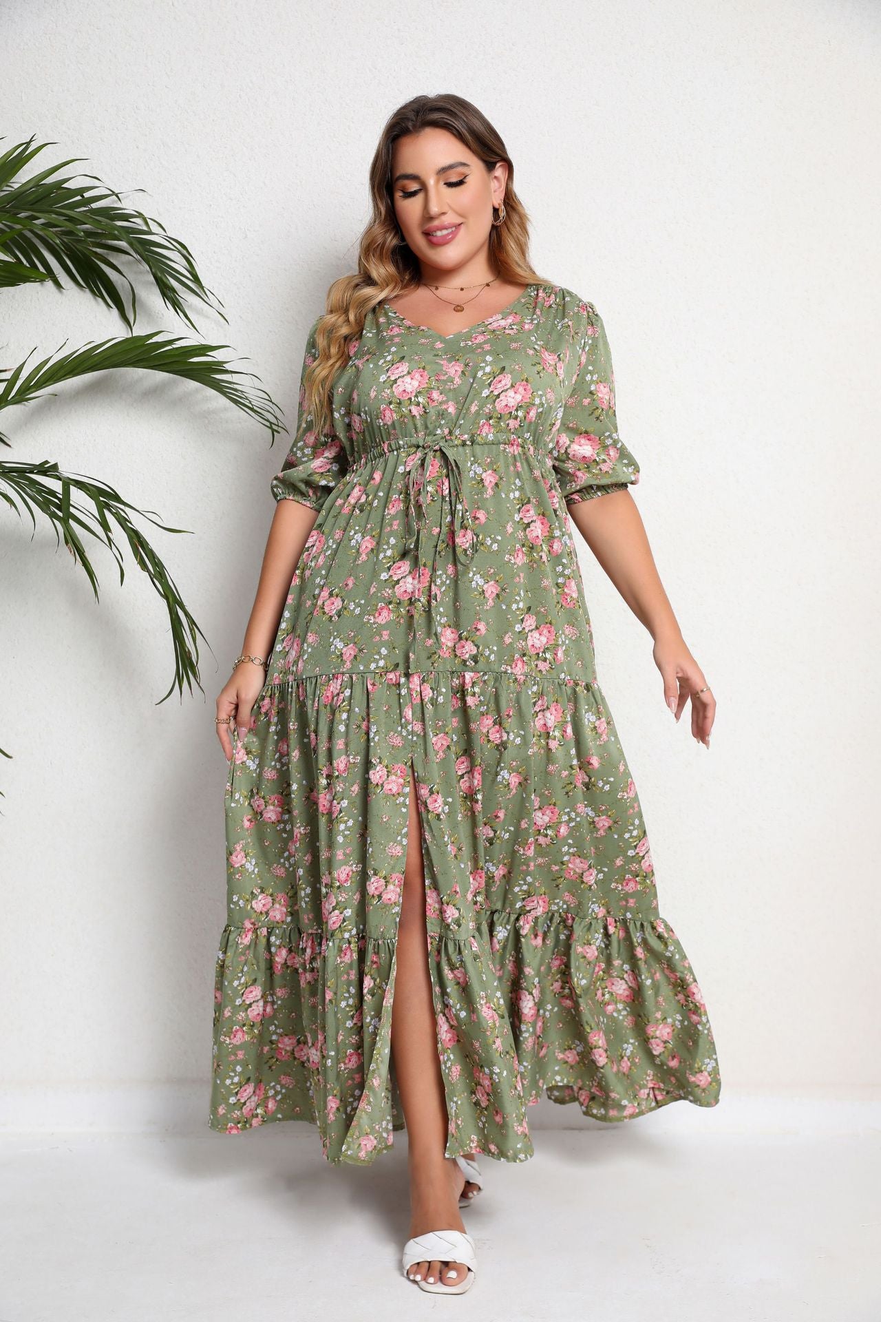 Plus Size Women'S Summer Bohemian Print Loose Casual Maxi Dress 3