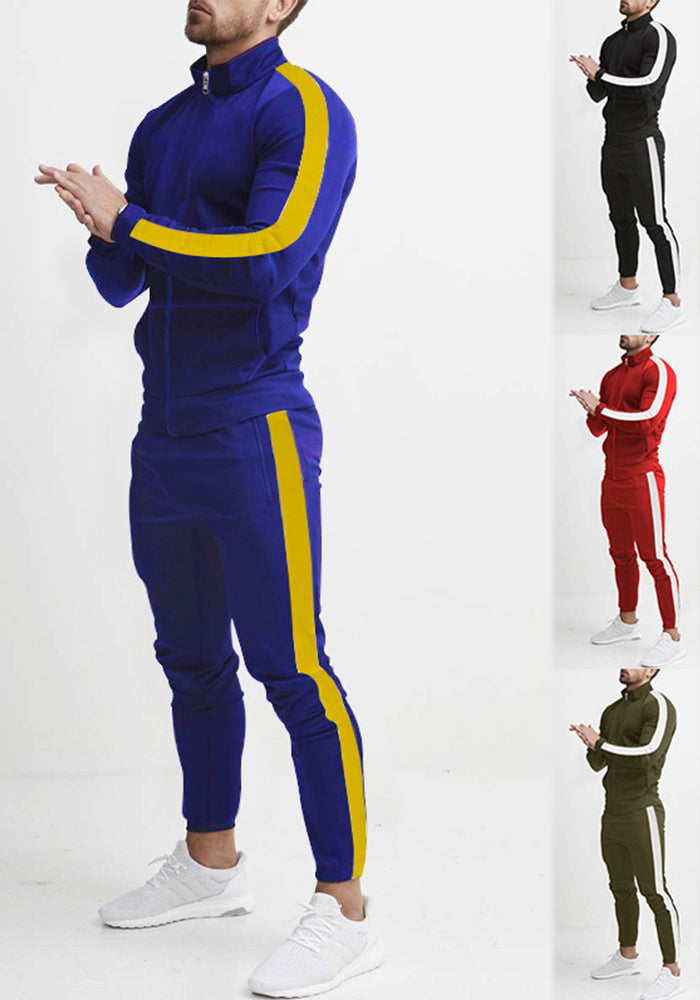 Autumn And Winter Casual Men's Sports Suits Color Matching Men's Casual Trendy Two Piece Tracksuit