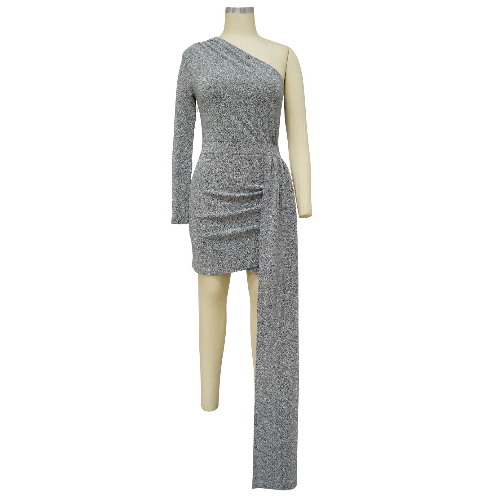 Women'S Fall Slash Shoulder Plain Patch Bodycon Dress 14