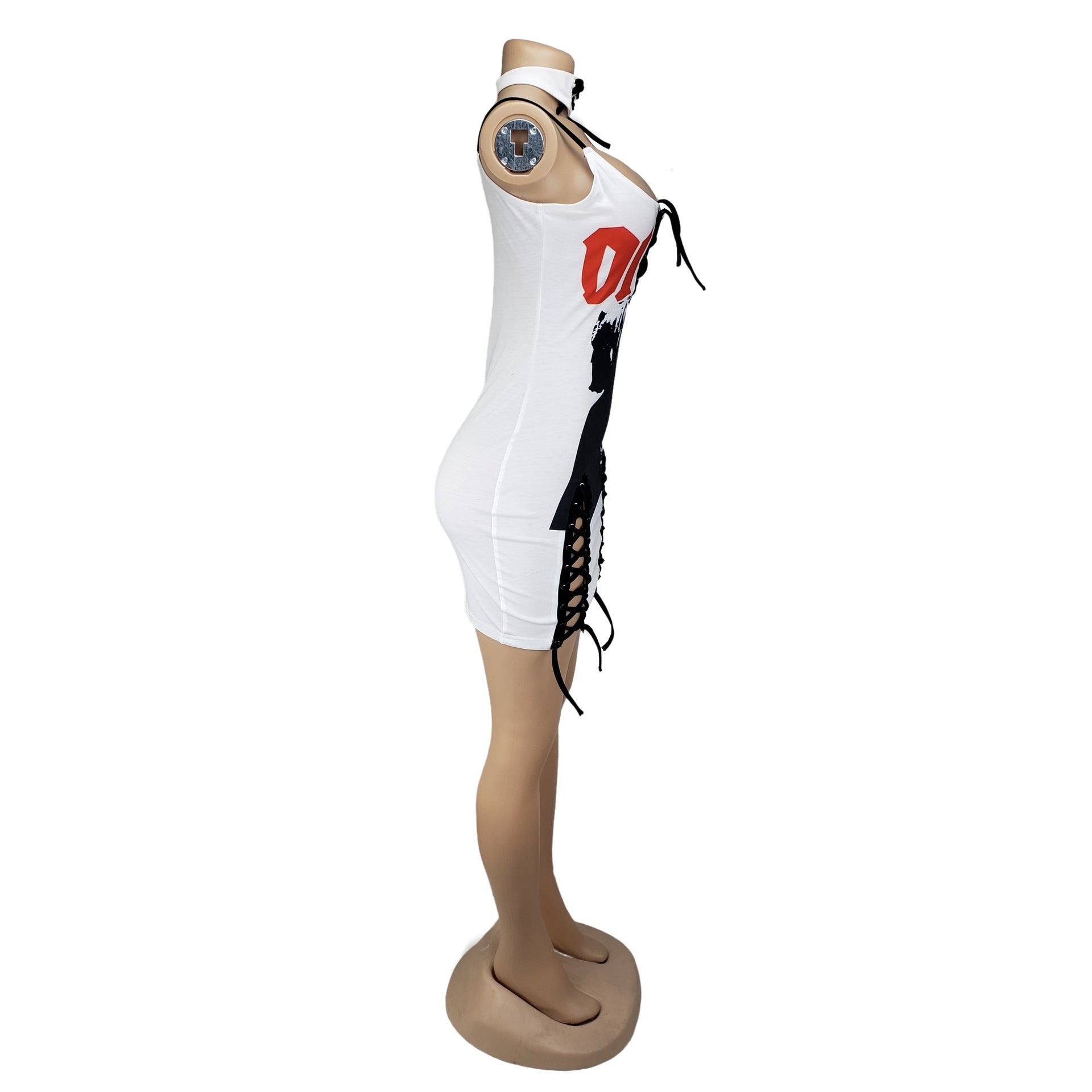 Women Sexy Printed Lace-Up Dress 13