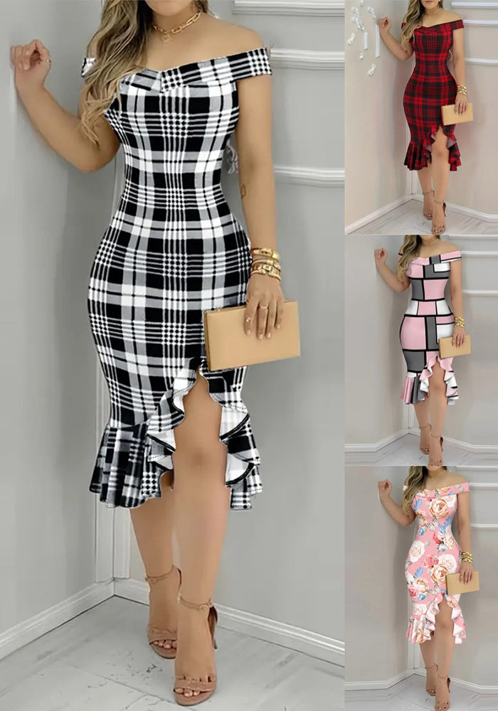 Women's Off-Shoulder Sexy Ruffled Dress