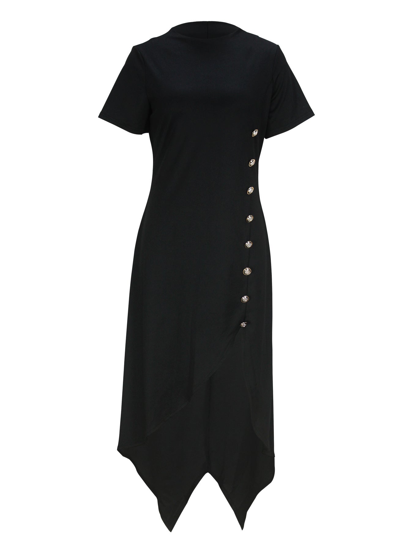 Women Elegant Irregular Side Button Dress 8