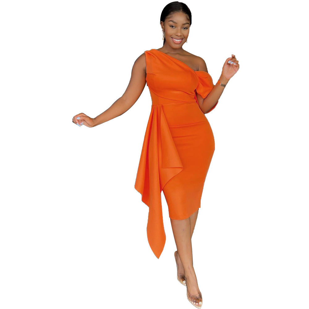 Chic One Shoulder Slim Pencil dress Chic Evening Gown Dress 10