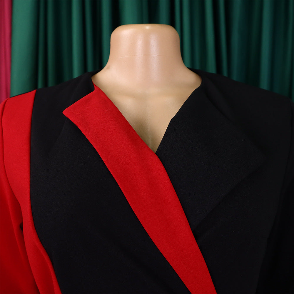 Africa Plus Size Women's Fashion Chic COLorblock Lace-Up Pleated Elegant Dress 20