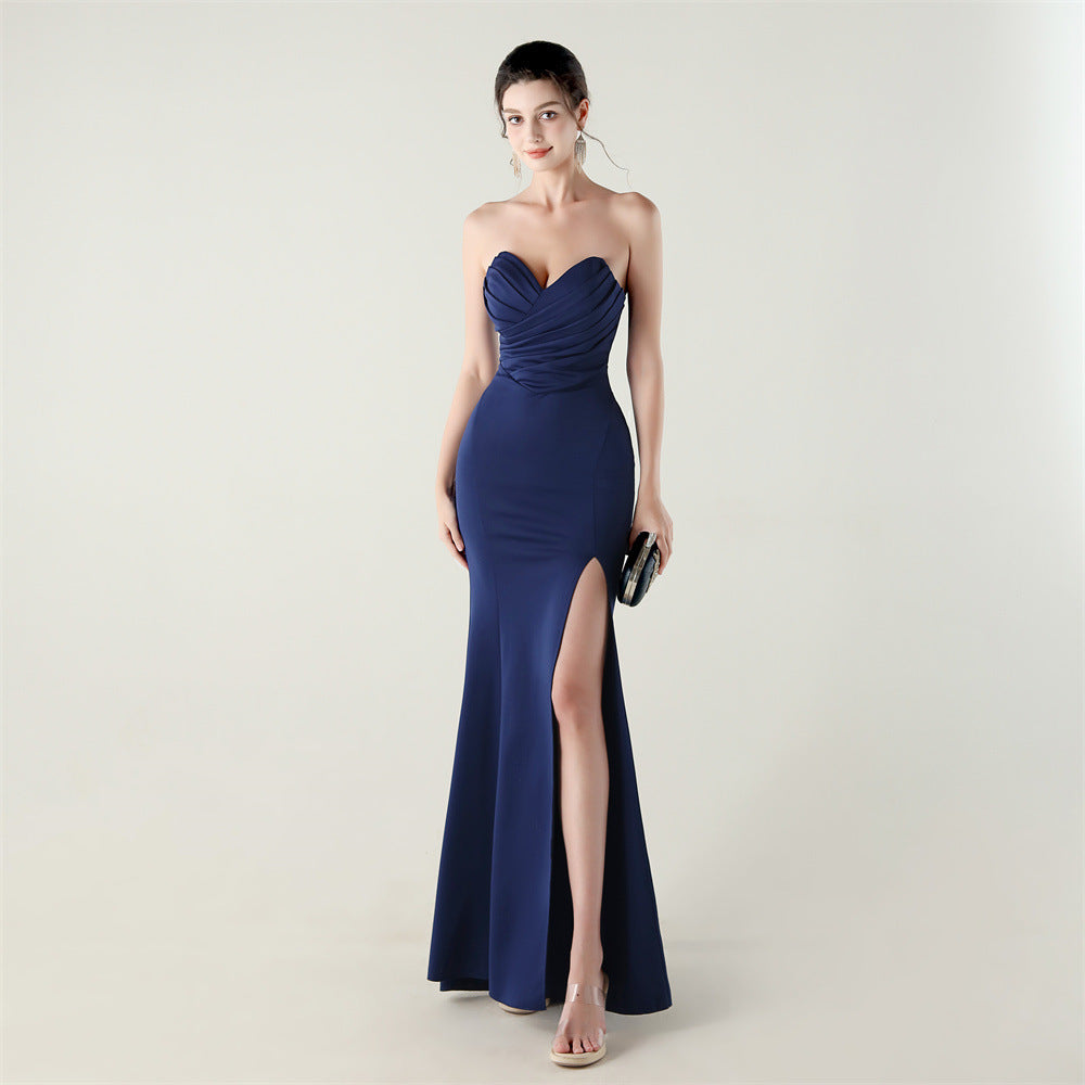 Women Wrap-chested Sweetheart Neck Cross Lace-Up Formal Party Evening Dress 17