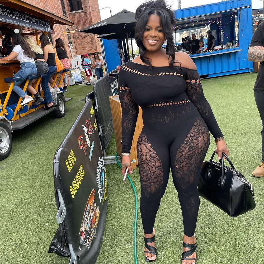 Lace Embroidery High Stretch Jumpsuit