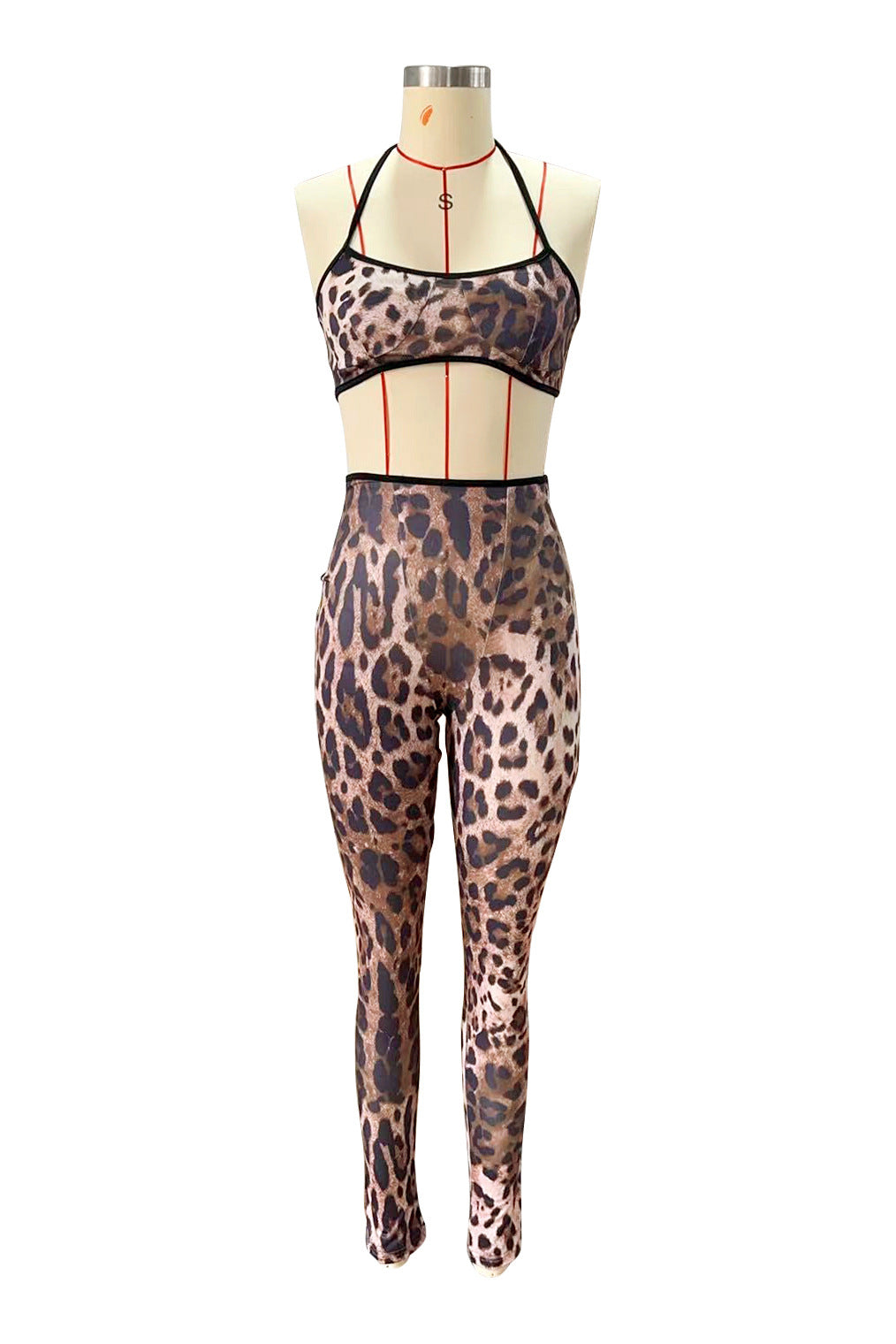 Women printed sexy suspender top and pants two-piece set 7