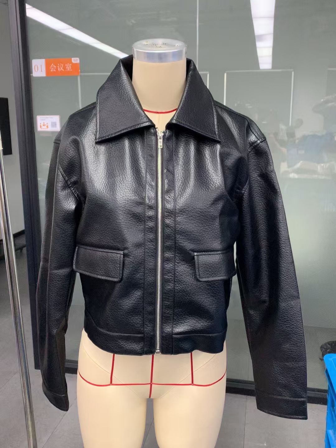 Women Pu-Leather Casual Zippered Jacket 5