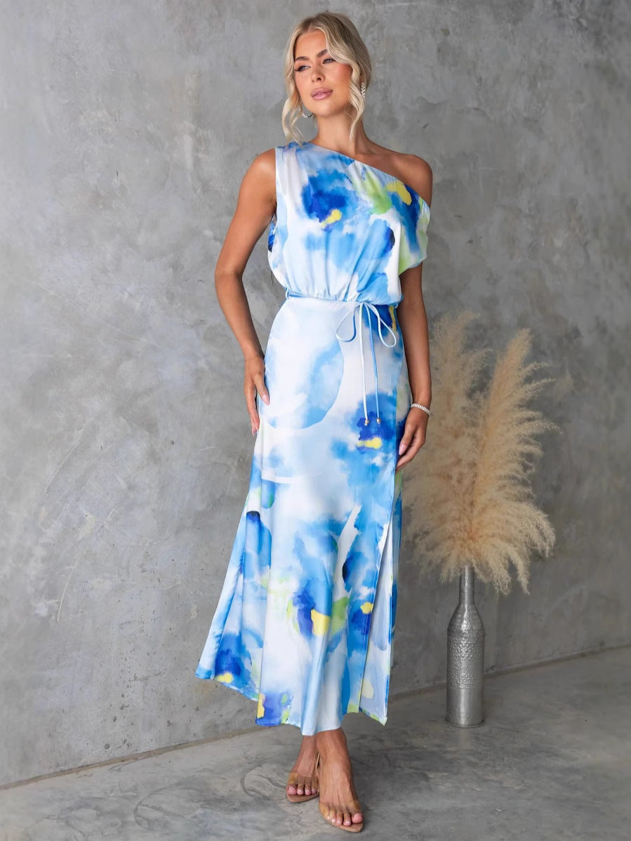 Women Summer Slit Sleeveless Print Dress 7