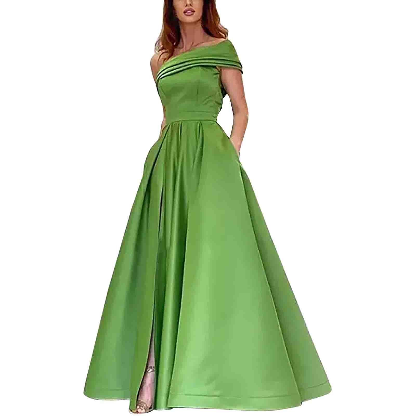 Women one-shoulder elegant ball high slit evening dress（Processing time need 3-6 days） 10