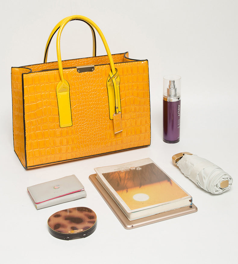 Large Fashion Large Capacity One Shoulder Portable Diagonal Bag Stone Texture Three-Piece Bag 19