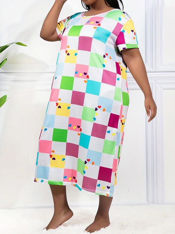 Plus Size Women Loose Casual Print Dress 4