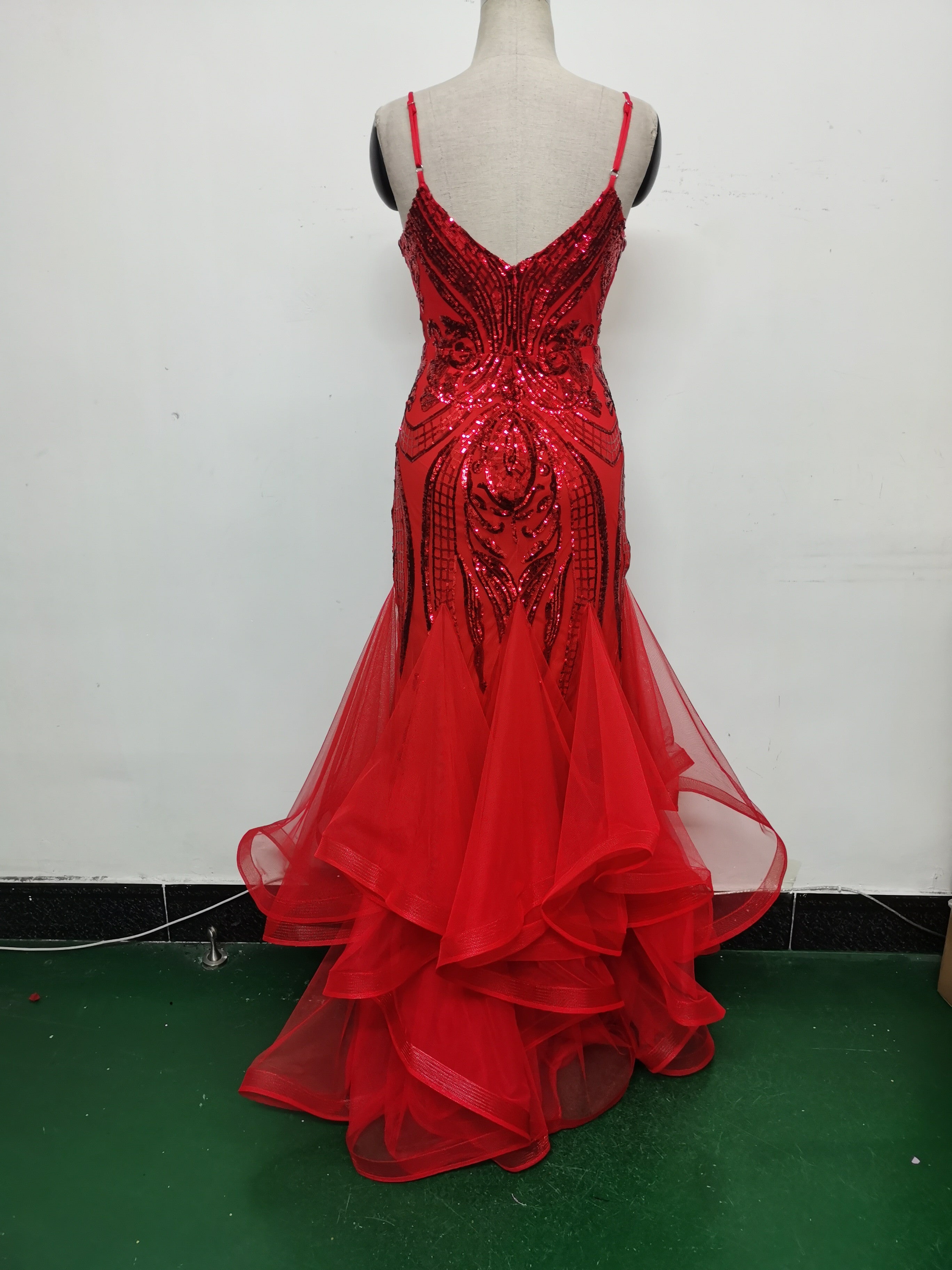 Women Sequin Patchwork Mesh Evening Dress 27