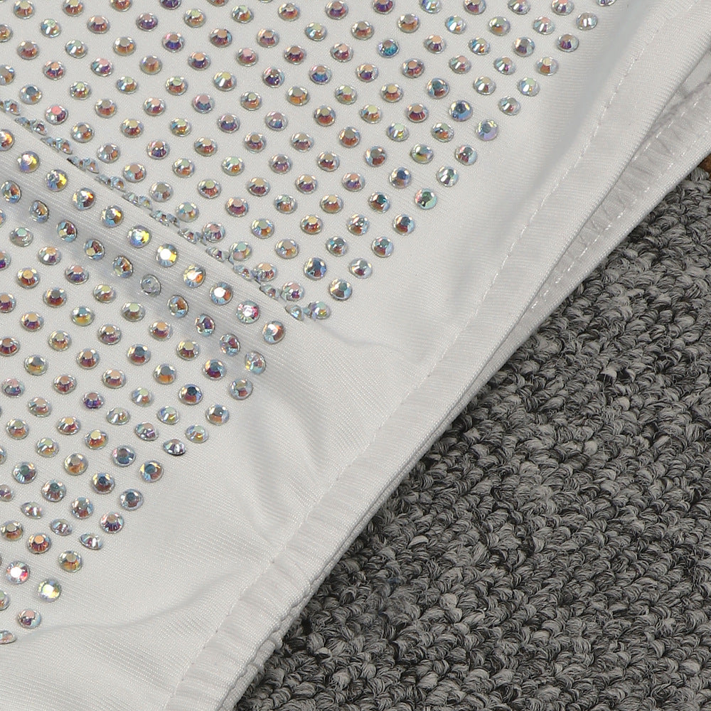 Sexy diamond-encrusted deep V-wrapped chest strap two-piece skirt set 53