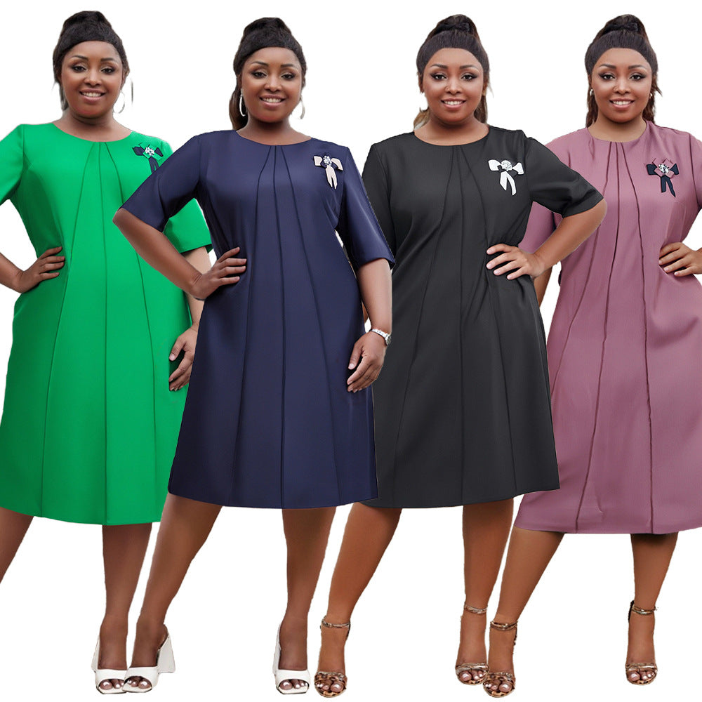 Plus Size Women Women Elegant Solid Casual Dresses 14