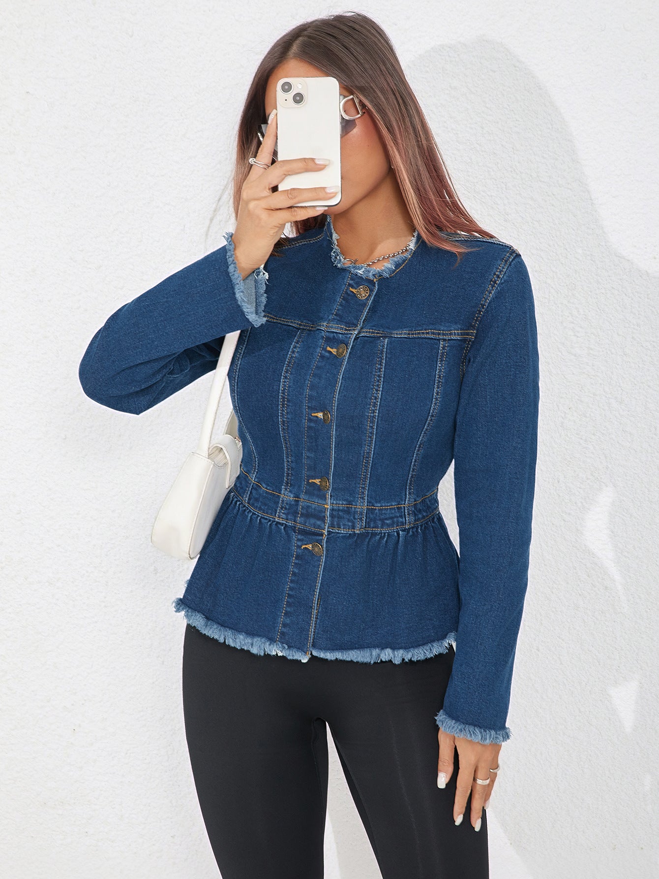 Women's Slim Waist Denim Short Jacket 4