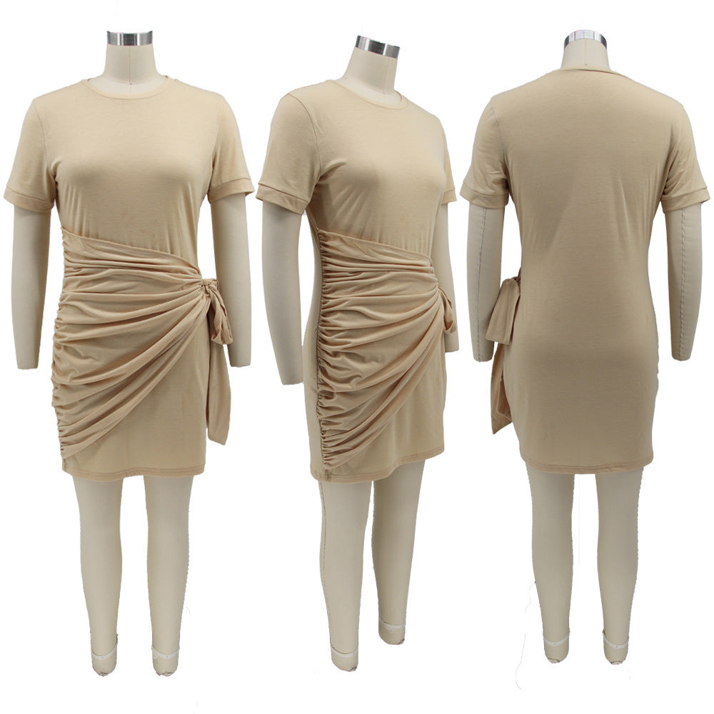 Spring Summer Slim Fit Sexy Tied Pleated Women's Dress 8