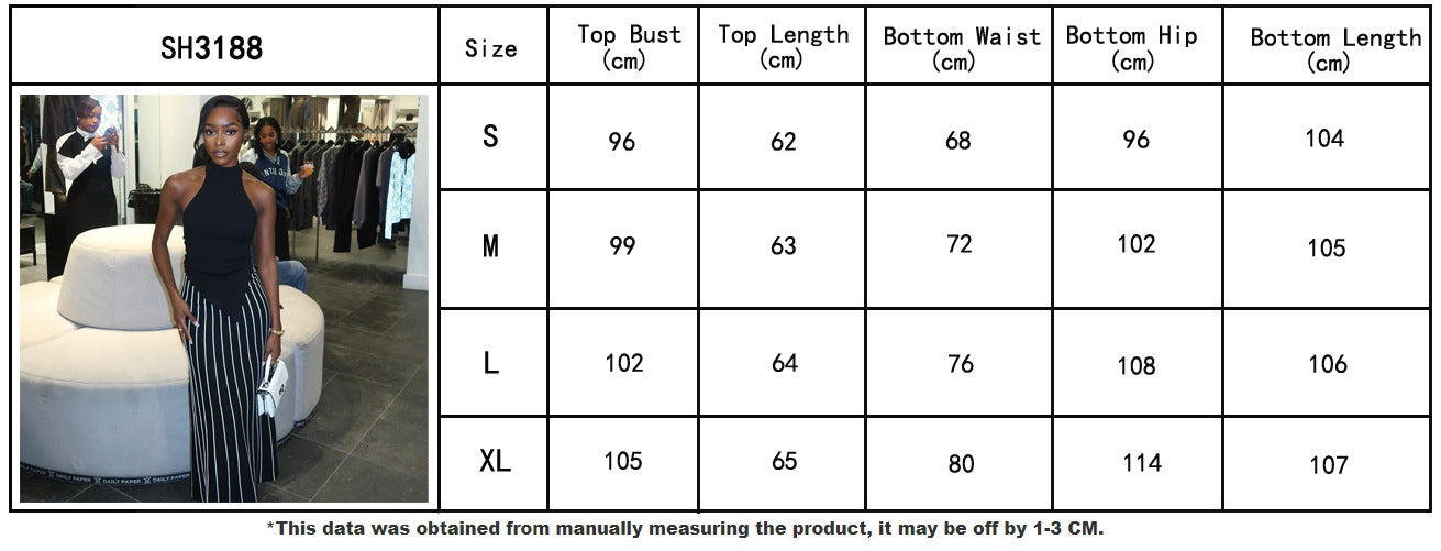 Women African Sleeveless Top and Striped Skirt Two Piece Set 7