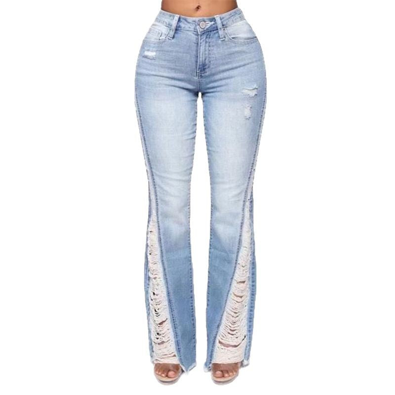 Plus Size Women Ripped Casual Denim trousers 6