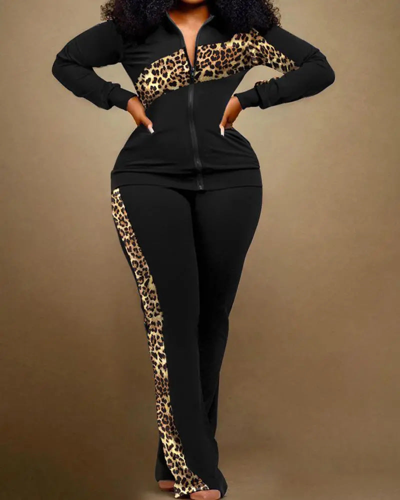 Women Printed Long Sleeve Top and Pant Two Piece 15