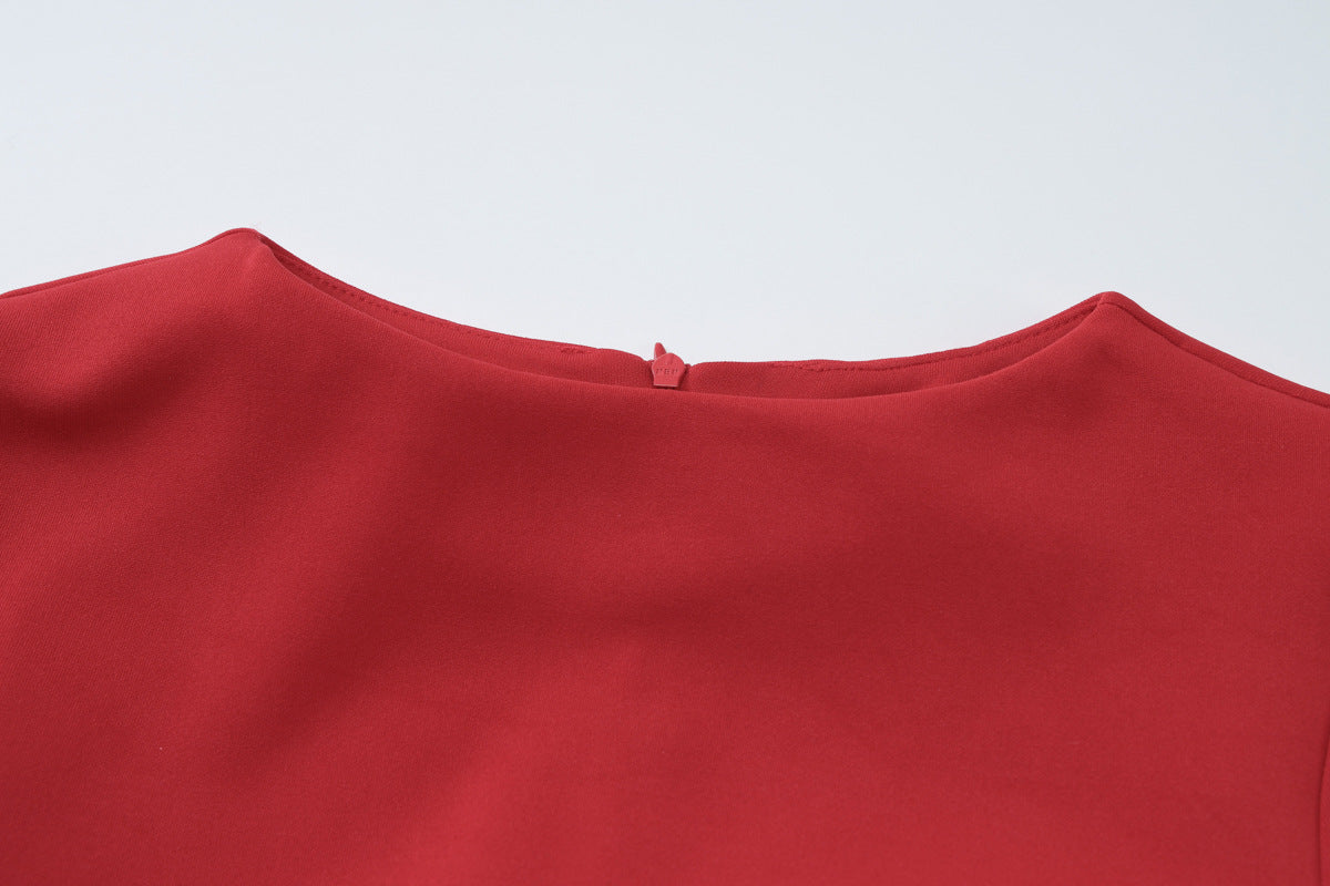 Women Round Neck Solid Dress 8