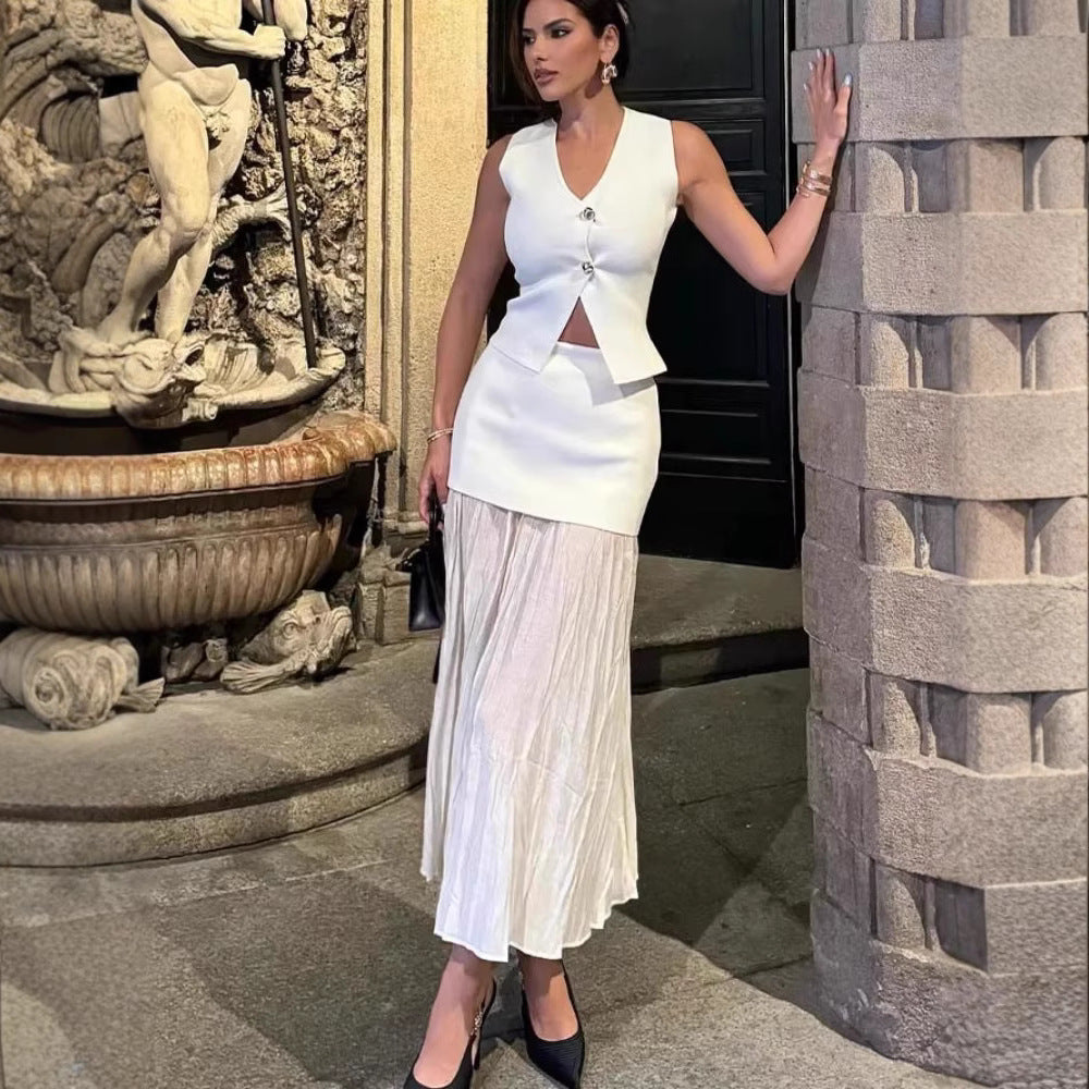 Women casual Knitting Patchwork skirt 6