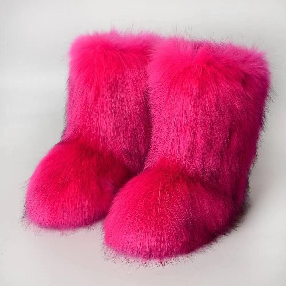 Women Furry winter warm snow boots 7