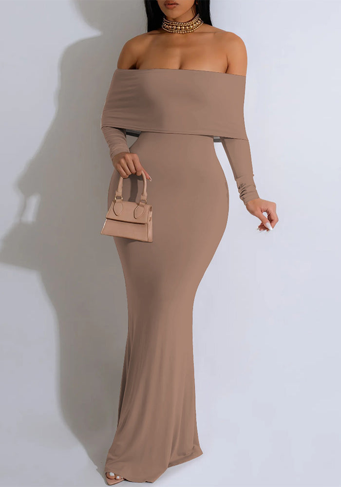 Women's Elegant Off-Shoulder Women's Slim Long Dress