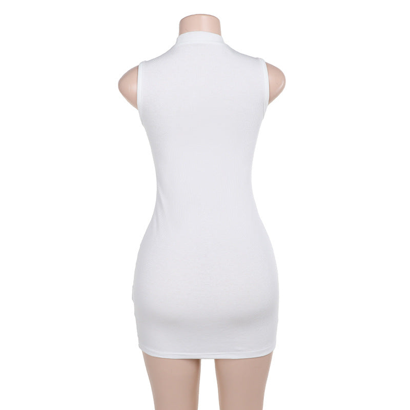 Hollow Knitting Sleeveless Summer Slim Bodycon Short Dress 5