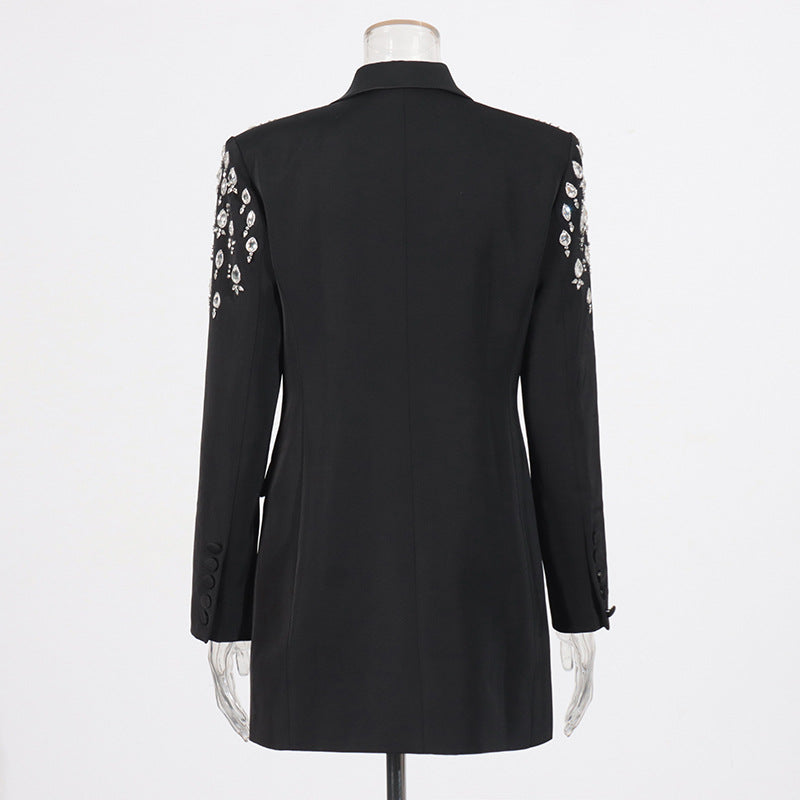 Women V-neck Beaded Diamond Blazer 7