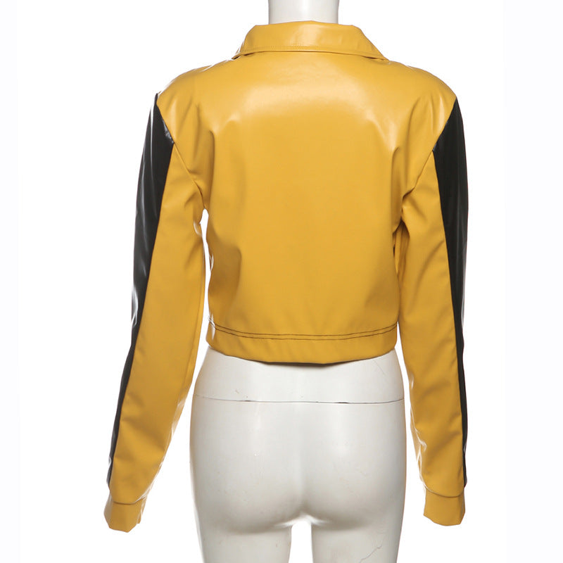 Women winter embroidery contrasting color Turndown Collar long-sleeved zipper jacket 8