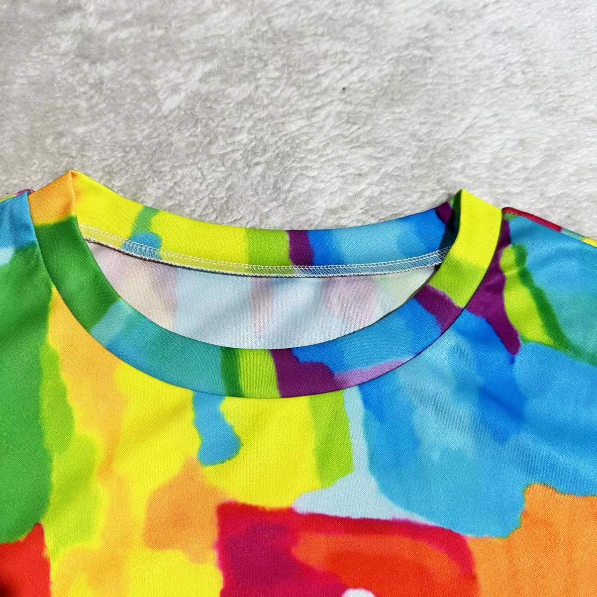 Women Casual Solid printed short-sleeved top and shorts two-piece set 27