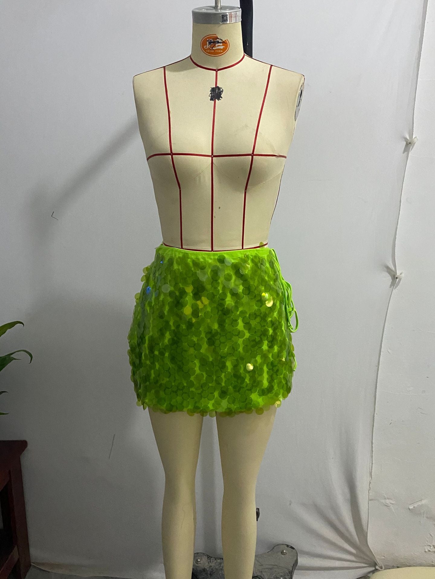 Shiny sequins Patchwork Bodycon sexy short skirt 18