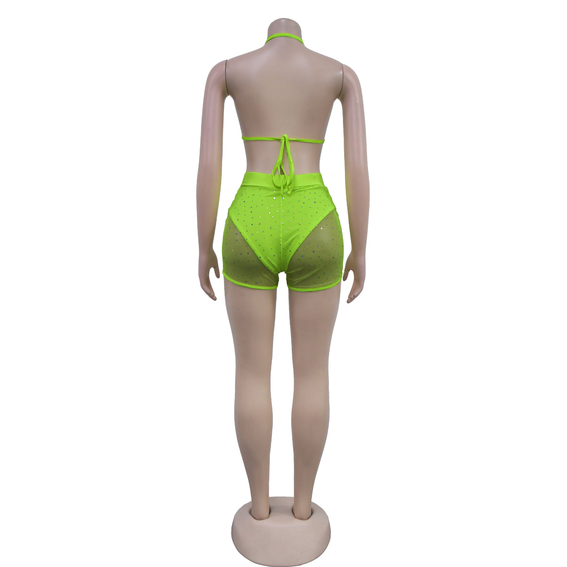 Fashionable women's mesh sequin two-piece Shorts Set 30